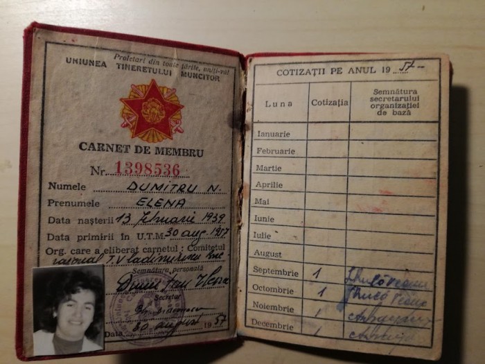 Carnet UTM, 1957, Bucuresti, comunism