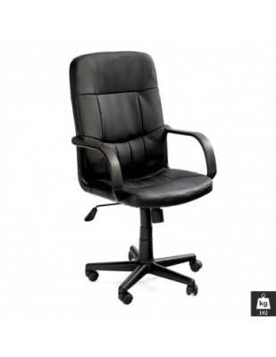 Scaun de birou HM Denzel, Piele ecologica, Mecanism balansare, Inaltime ajustabila, 102 kg, 110x58x45 cm, Negru foto