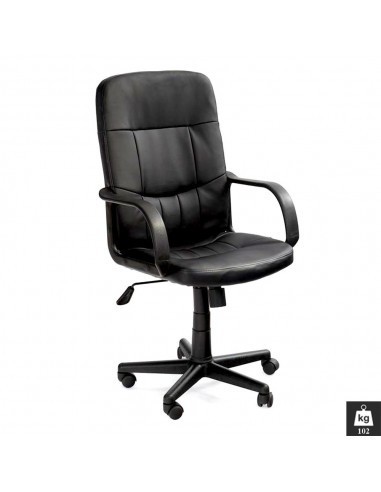 Scaun de birou HM Denzel, Piele ecologica, Mecanism balansare, Inaltime ajustabila, 102 kg, 110x58x45 cm, Negru