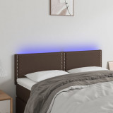 VidaXL Tăblie de pat cu LED, maro, 144x5x78/88 cm, piele ecologică