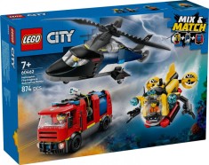 LEGO&reg; City - Elicopter, autospeciala de pompieri si submarin in versiuni remixate (60462)