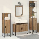 Set Mobilă Baie 4 Piese Stejar Lucrat Manual Lemn Prelucrat
