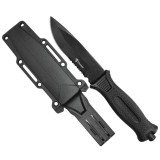Cumpara ieftin Cutit militar tactic Foxter, 25 cm, cu dispozitiv de spart geamuri, toc, negru, Oem