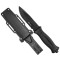 Cutit militar tactic Foxter, 25 cm, cu dispozitiv de spart geamuri, toc, negru