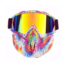 Masca protectie fata, plastic dur + ochelari ski, lentila multicolora, MCMFD01 foto