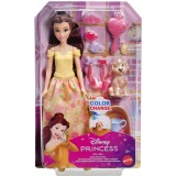 Papusa Disney Princess, Colour Changing, Bella Bathe &amp; Brush Dog, JFC42