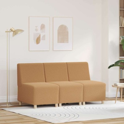 Unitate Sofa Modulară Fără Brațe 3 pcs Bej 55 x 74 x 82 cm foto