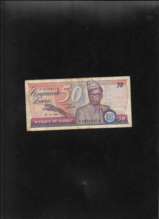 Rar! Zair 50 zaires 1982 seria4576337