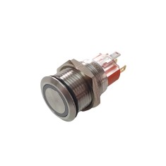 Buton fara retinere NO NC cu iluminare la 12-24V DC rosu