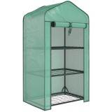 Outsunny Mini seră de grădină cu husă din PE, 3 rafturi și ușă rulabilă, 59x39x127 cm, verde | Aosom Romania