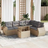 Gossi set canapele de gradina, 7 piese, cu perne, bej, poliratan