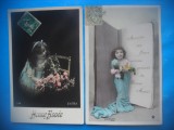 HOPCT 1733 COPII -TCV-ROMANTICA-FRANTA-LOT 2 CARTI POSTALE VECHI-CIRCULATE