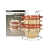 Cumpara ieftin Set 4 boluri bucatarie pentru gulas cu suport, ceramica, 0.75 L, 14x9.5 cm, Perfect Home