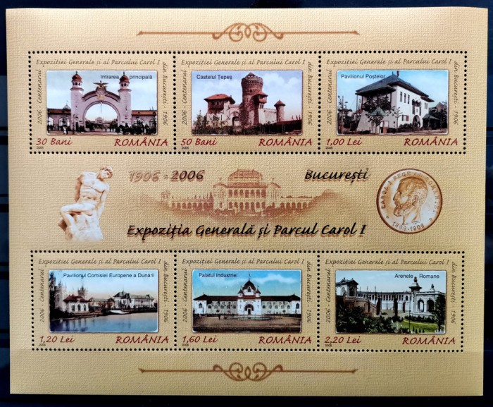 ROMANIA 2006 Expozitia generala 1906 si Parcul Carol - Bloc de 6 MNH - LP 1724 a