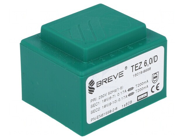 Transformator &icirc;ncapsulat 6VA 230V 18V 166mA