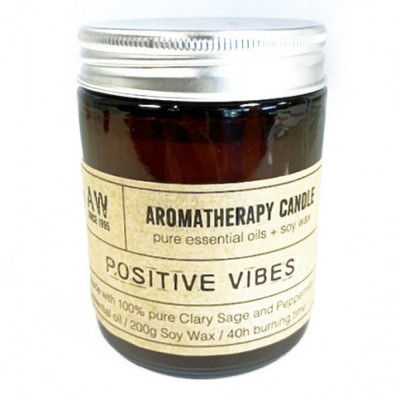 Lumanare aromaterapie Positive Vibes, Menta si Clary Sage, 200 g foto