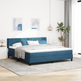 VidaXL Pat box spring cu saltea, albastru &icirc;nchis, 180x200 cm, catifea