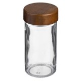 Piperniță din sticlă transparentă, Maro, cu capac din lemn, &Oslash;4x10cm, CMCLASS
