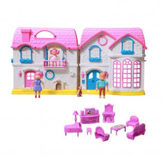 Casuta cu papusi Dreamy Dollhouse, 13 accesorii, multicolor foto