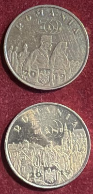 50 BANI COMEMORATIVE, SET X 2 MONEDE DIN 2019 / PRET PENTRU AMBELE ! foto