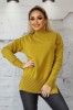 Pulover Dama Mustar Tricotat Guler Inalt Lejer Crapaturi Laterale S/M, M, M/L, L