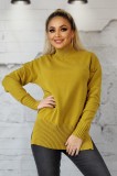 A749-991 Pulover casual cu guler inalt si croiala lejera, L, M, M/L, S/M