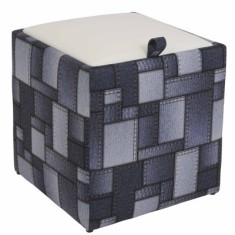 TABURET BOX - PRINT - CORP PATCH DENIM DREPTUNGHIURI/CAPAC IMITATIE PIELE DIVERSE CULORI - Mov 21897 foto