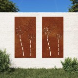 vidaXL Decor perete grădină 2 buc. 105x55 cm design flori oțel Corten 824489