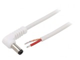 Cablu Alb 1x1mm2 DC 5,5/2,1 Mufă Unghi 0,5m, WEST POL