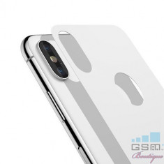 Geam Protectie Capac Baterie Spate iPhone X XS Acoperire Completa Alb foto