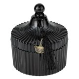 Lumanare decorativa parfumata in in bomboniera medie cu capac din sticla, Cocos, Ardere 24 h, 600 g, Oem