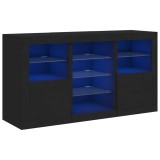 Servanta cu lumini LED, negru, 123x37x67 cm