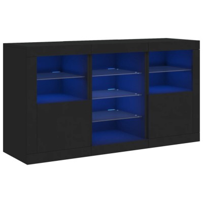 Servanta cu lumini LED, negru, 123x37x67 cm foto