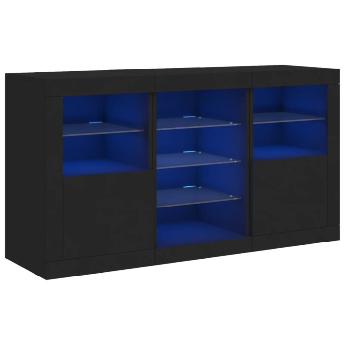 Servanta cu lumini LED, negru, 123x37x67 cm