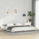 VidaXL Cadru de pat de podea Alb 200 x 210 cm Lemn masiv de pin
