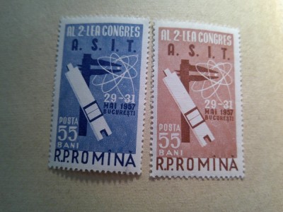 Serie Romania 1957 - Al 2-lea Congres ASIT - al Inginerilor , 2 valori foto