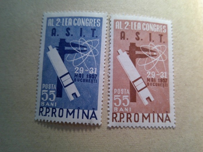 Serie Romania 1957 - Al 2-lea Congres ASIT - al Inginerilor , 2 valori