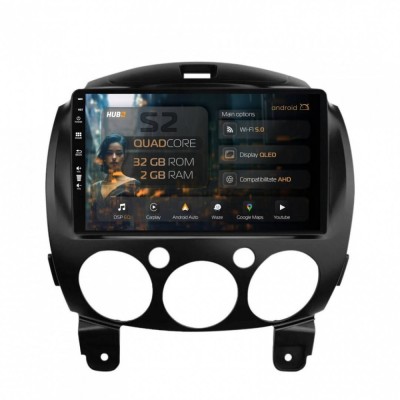 Navigatie Mazda 2 (2007-2014) 2GB RAM Android 13 GPS Wi-FI Carplay Android Auto USB Bluetooth Radio Waze Touchscreen 9 inch foto
