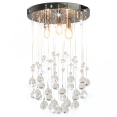 vidaXL Lustra cu margele de cristal, argintiu, sfera, 3 x bec G9 foto