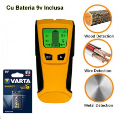 Detector Metal Lemn Tevi Priza ascunsa Cabluri Electric Doza perete + Bateria 9V foto