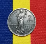 SV * Romania 2 LEI 1914 * ARGINT * Regele Carol I * patina + detalii frumoase !