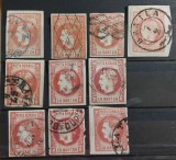 Romania 1868 - Lot Carol l cu Favoriti 18 bani, Stampilat
