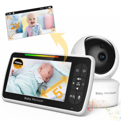 Baby Monitor cu Camera Video-Audio pentru supraveghere bebelusi Wireless, VisionHub&amp;reg;, Ecran color de 5 inch LCD, Monitorizare temperatura, Rotire, Can foto