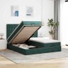 VidaXL Cadru de pat otoman cu saltele, catifea verde &icirc;nchis 180x200cm 3313811