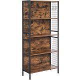 VASAGLE Biblioteca, raft cu 4 niveluri, cadru otel si polite din MDF, 74x30x155cm, maro rustic si negru Household NewTrend