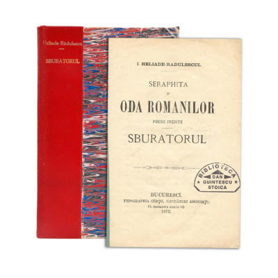 I. Heliade-Rădulescu, Seraphita și Oda Rom&amp;acirc;nilor. Poezii inedite. Sburătorul, 1872 foto