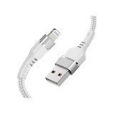 Cumpara ieftin Cablu incarcator pentru Iphone Syncwire, 1.2 m, nylon impletit, alb