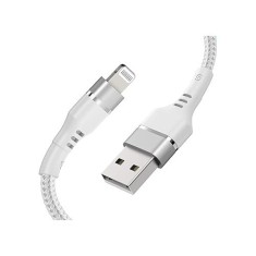 Cablu incarcator pentru Iphone Syncwire, 1.2 m, nylon impletit, alb