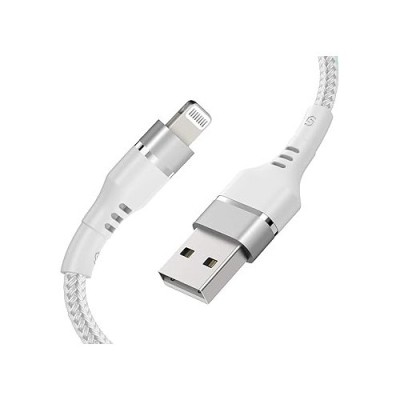 Cablu incarcator pentru Iphone Syncwire, 1.2 m, nylon impletit, alb foto