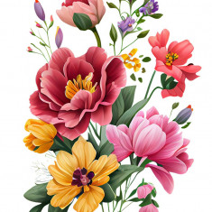 Sticker decorativ, Flori, Multicolor, 83 cm, 1216STK-8